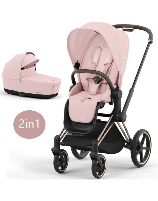 Vežimėlio CYBEX PRIAM V4 Peach Pink komplektas 2in1, rožinis