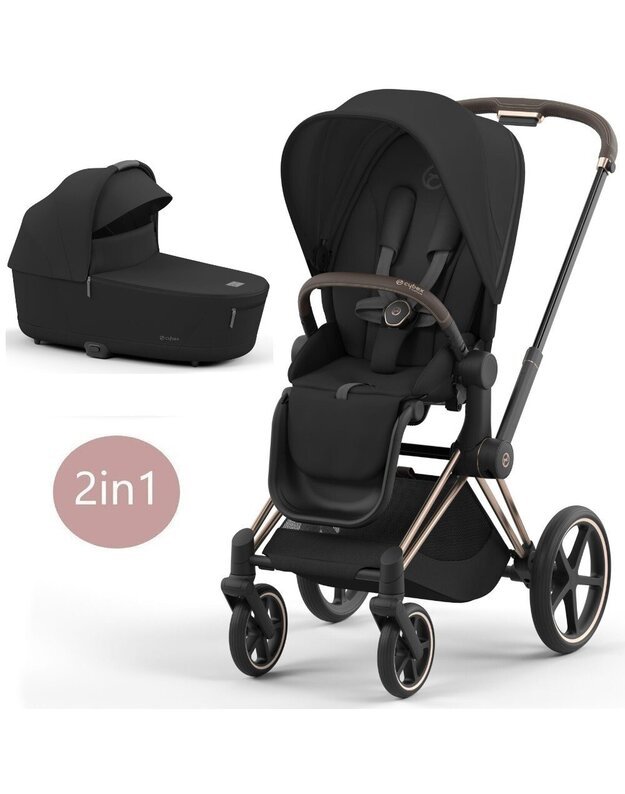 Vežimėlio CYBEX PRIAM V4 Sepia Black komplektas 2in1, juodas