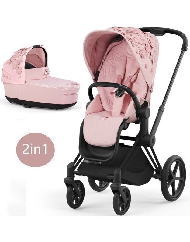 Vežimėlio CYBEX PRIAM V4 Simply Flowers Pale Blush komplektas 2in1, rožinis