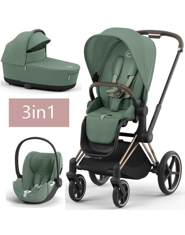 Vežimėlio CYBEX PRIAM V4 Leaf Green komplektas 3in1, žalias