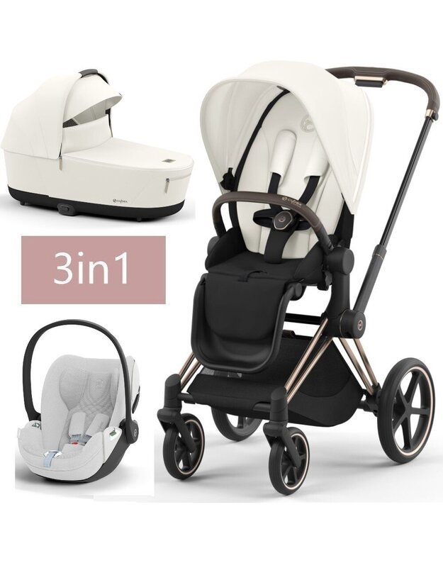 CYBEX PRIAM V4 Off White stroller set 3in1 white aviete.eu
